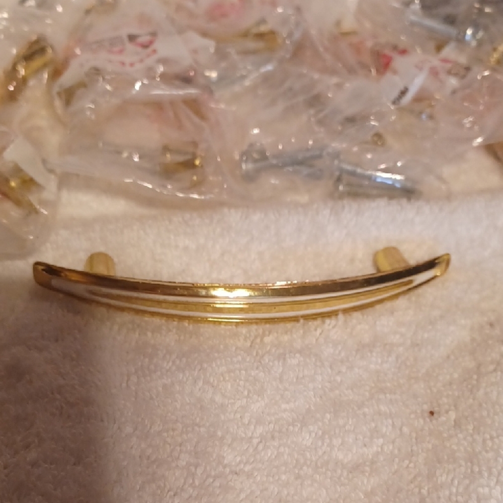 Vintage Ajax Cabinet Handle Set Of 10 gold Tone 3 Inch Centers
